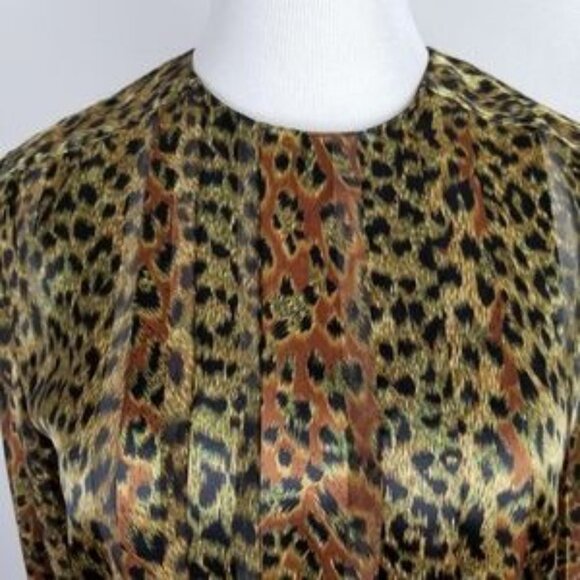 Figi Cheetah Print Silky Blouse Women's 6 Pullover Animal Print Long Sleeve - Picture 3 of 8